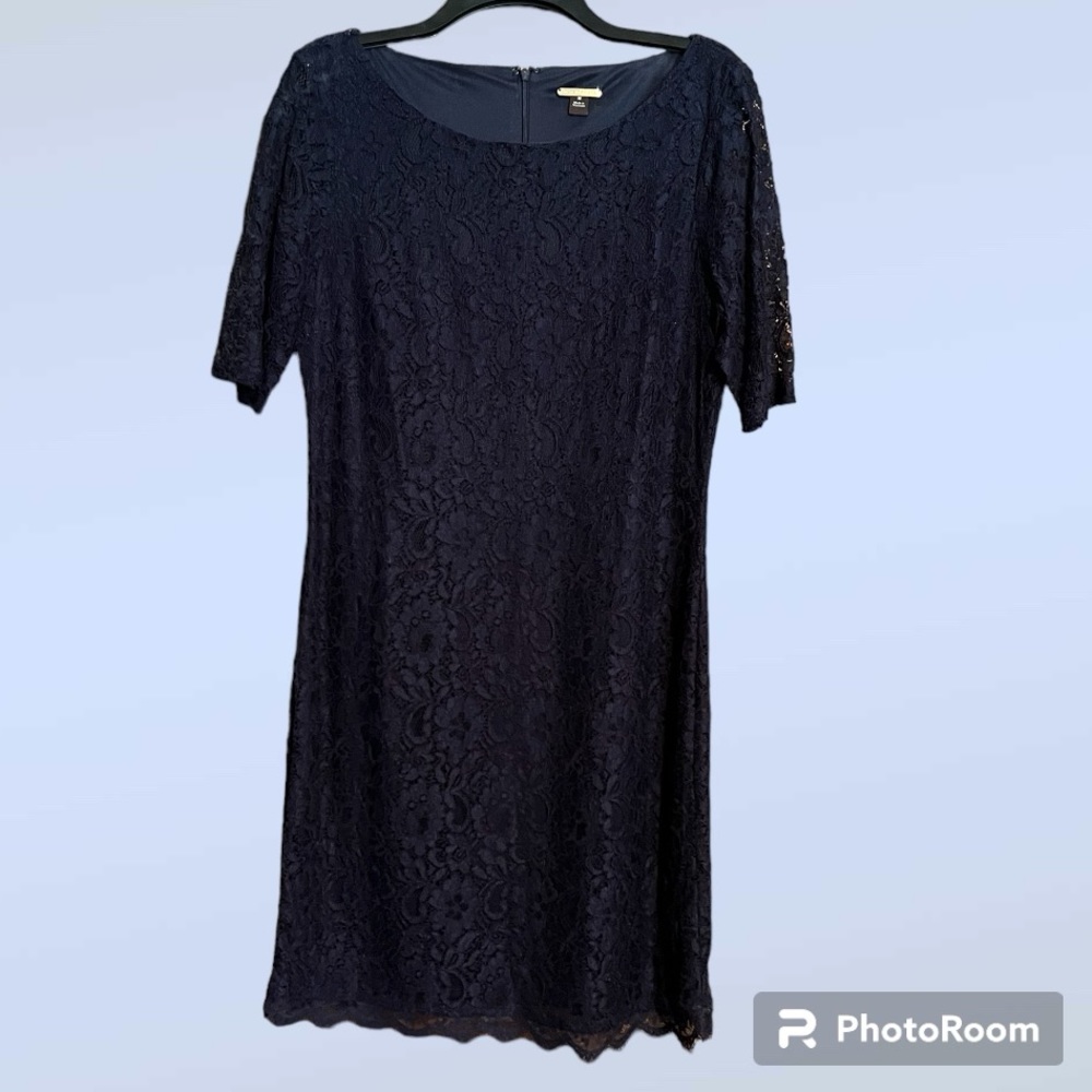 Women’s Dana Buchman Navy Blue Lace Cocktail/Evening Dress, Knee-Length, Medium